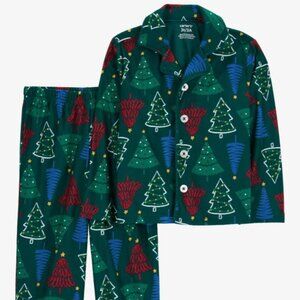 NWT Carter's Toddler 2-Piece Christmas Tree Fleece Coat Style Pajamas Size 3 T
